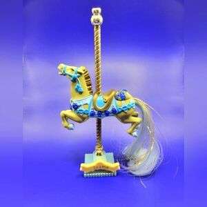 Jazma Matchbox collectible Blue and Gold Carousel Horse Vintage